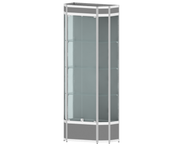 Алюминиевая музейная витрина вертикальная Алмаз 3-800 с фризом